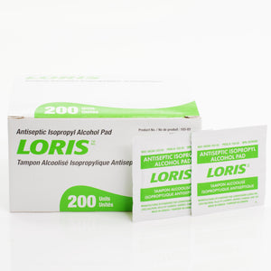 4 Boxes - 200 Loris Sterile Alcohol Pads (Disinfectant wipes) - Medium size